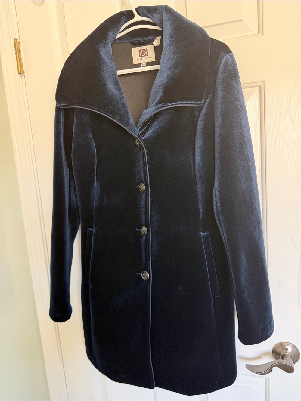 Laundry by Design Navy Velvet Trench Coat